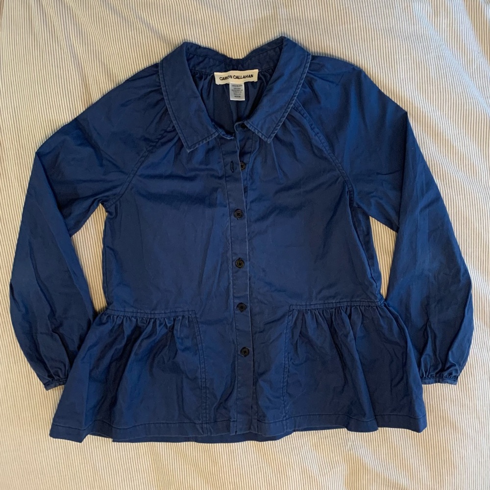 Caron Callahan Harri Shirt Blue Oxford Canvas Womens M
